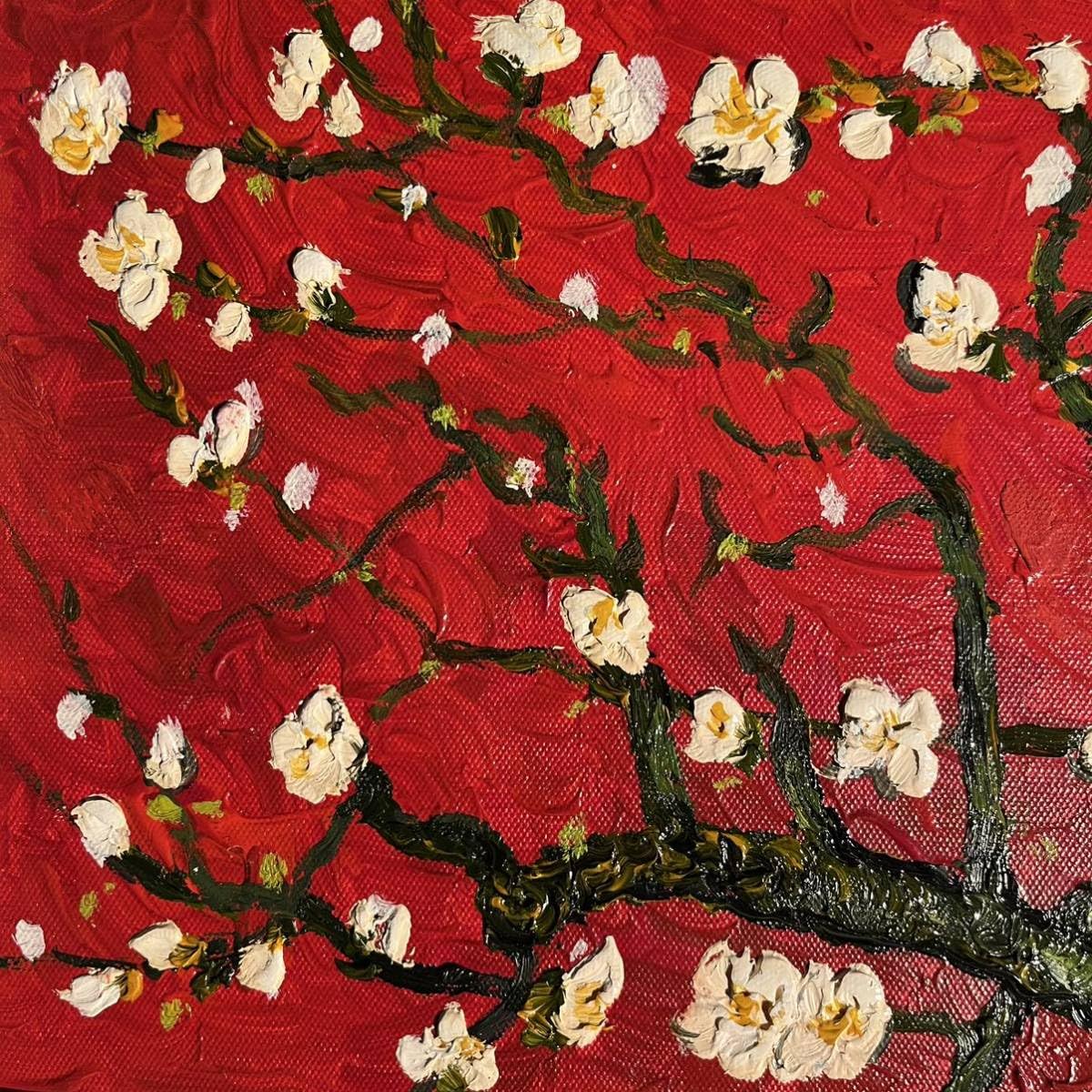 Amazon.co.jp: 手書き油絵 ゴッホ 花咲くアーモンドの枝 額付 絵画